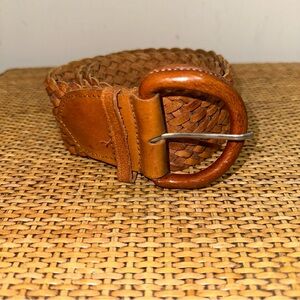 Scott Design Women’s Wide Woven Leather Belt Brown Bohemian Western Preppy Y2K